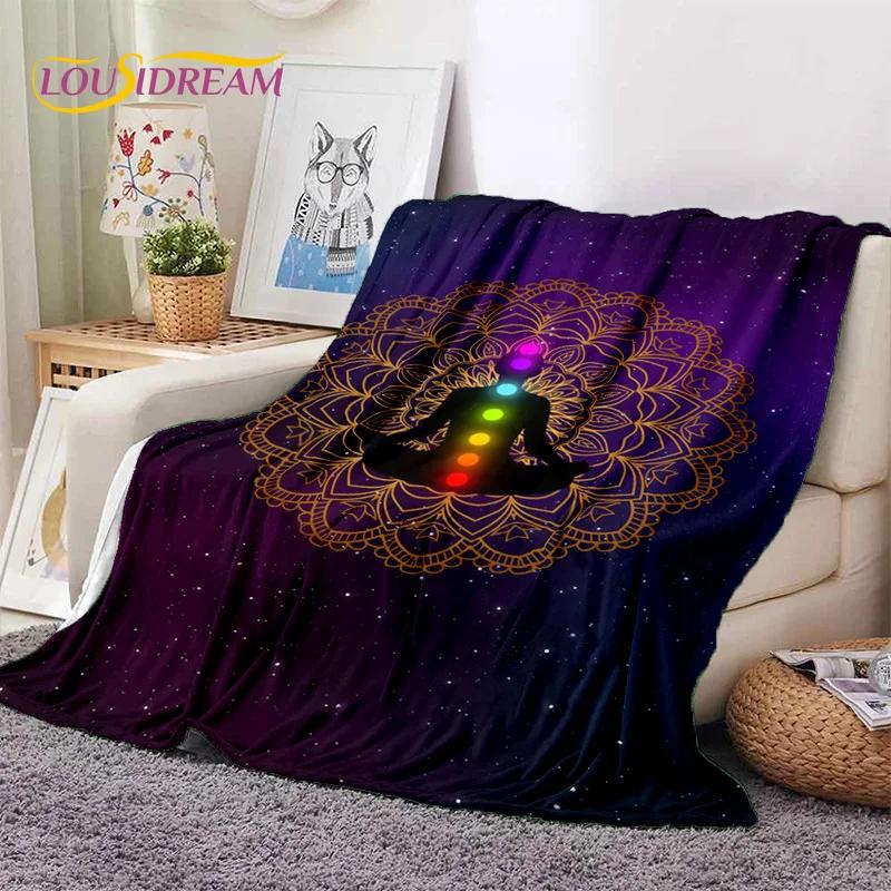 3D Yoga Meditation Rainbow 7 Chakra HD Soft Flannel Blankets,Throw Blanket Comfortable Blanket for Picnic Beds Home Bedroom Gift