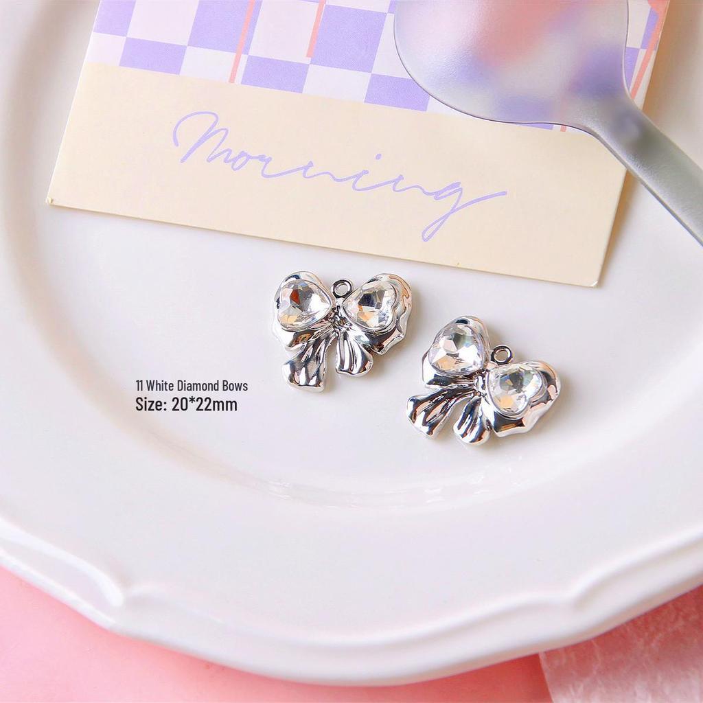 Silver Heart Moon Bow Pendant for DIY Jewelry