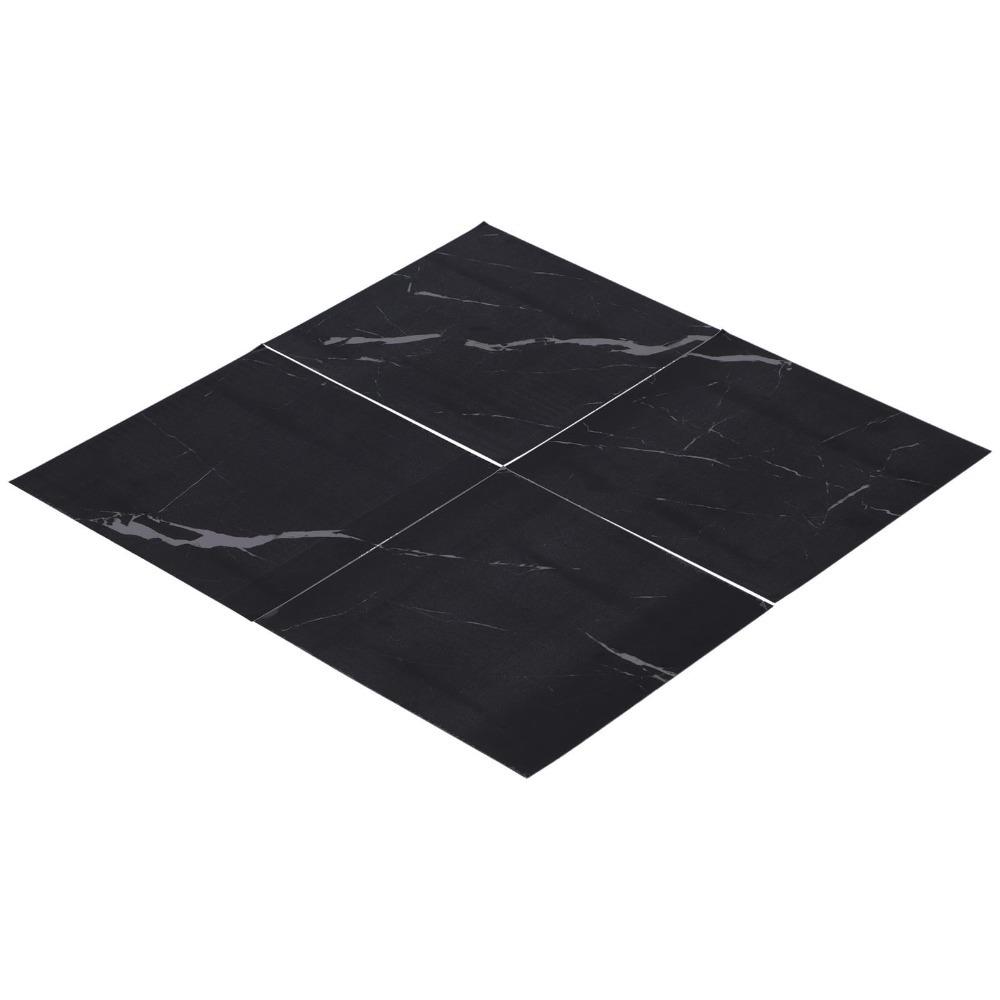 4Pcs Black (Dark Coffee) Self Adhesive Floor Decals Marble Tile Stickers for Stairs