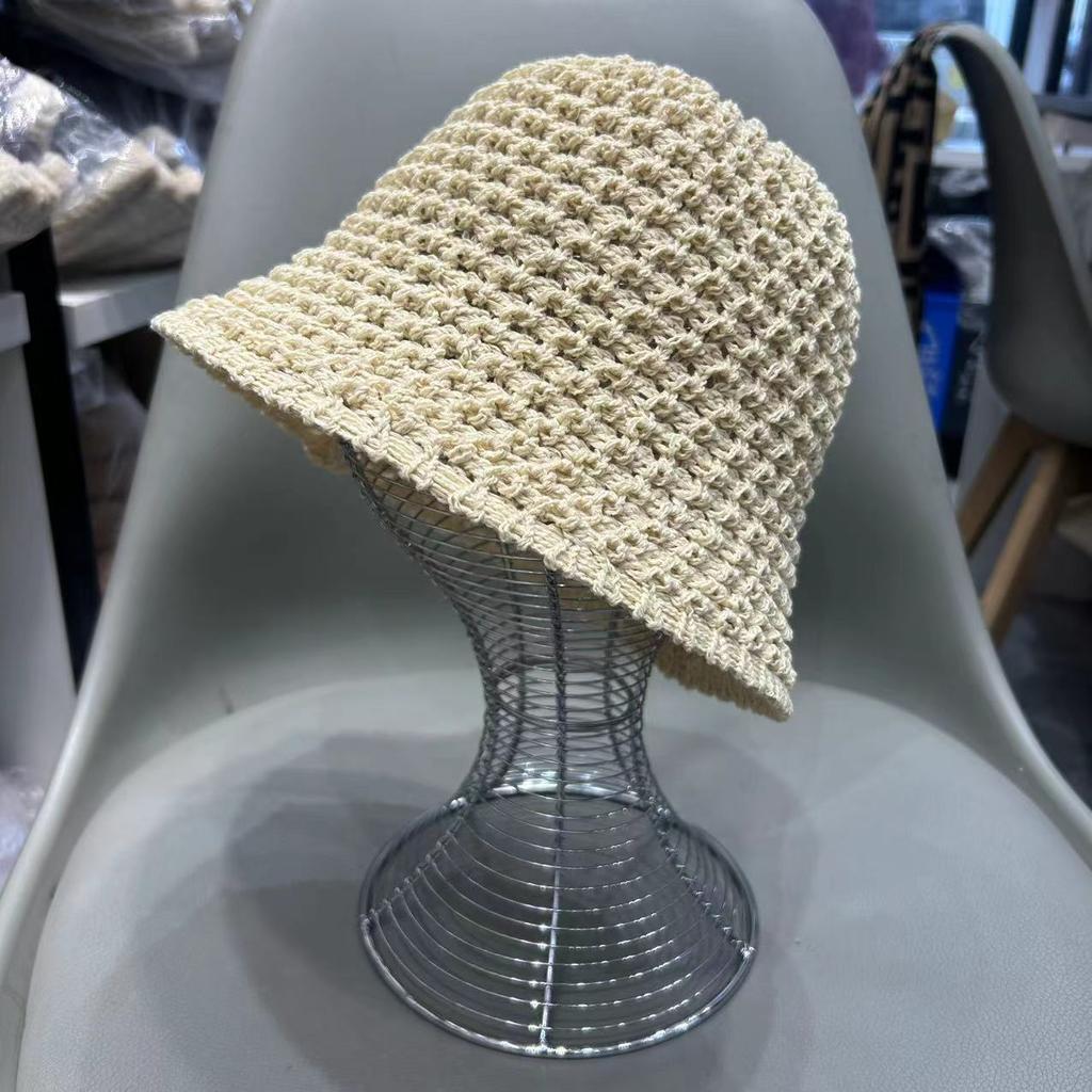 Hand Woven Spring and Summer New Breathable Bucket Hat Versatile Travel Sunshade Sunscreen Fashionable Sweet Basin Hat Tide