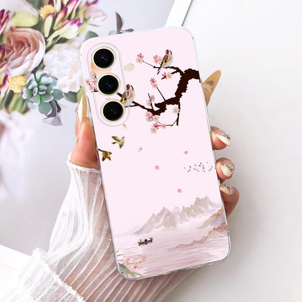 For Samsung Galaxy S25+ S25 2026 Cute Flower Butterfly Cat Painted Case For Samsung S25 5G S25Plus Soft Silicone TPU Phone Cases