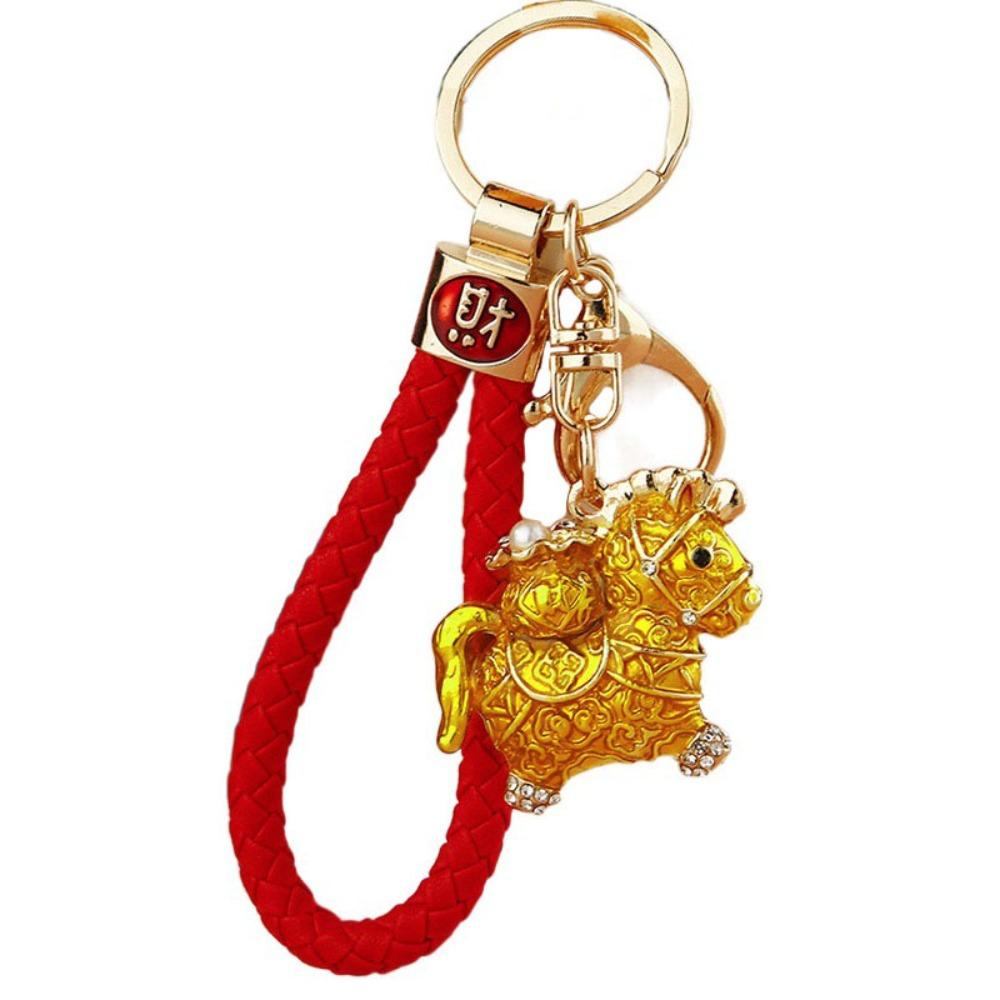 Zircon Zodiac Horse Pendant Exquisite New Year Pendant Sweet Horse Year Keychain  Car Key Ring