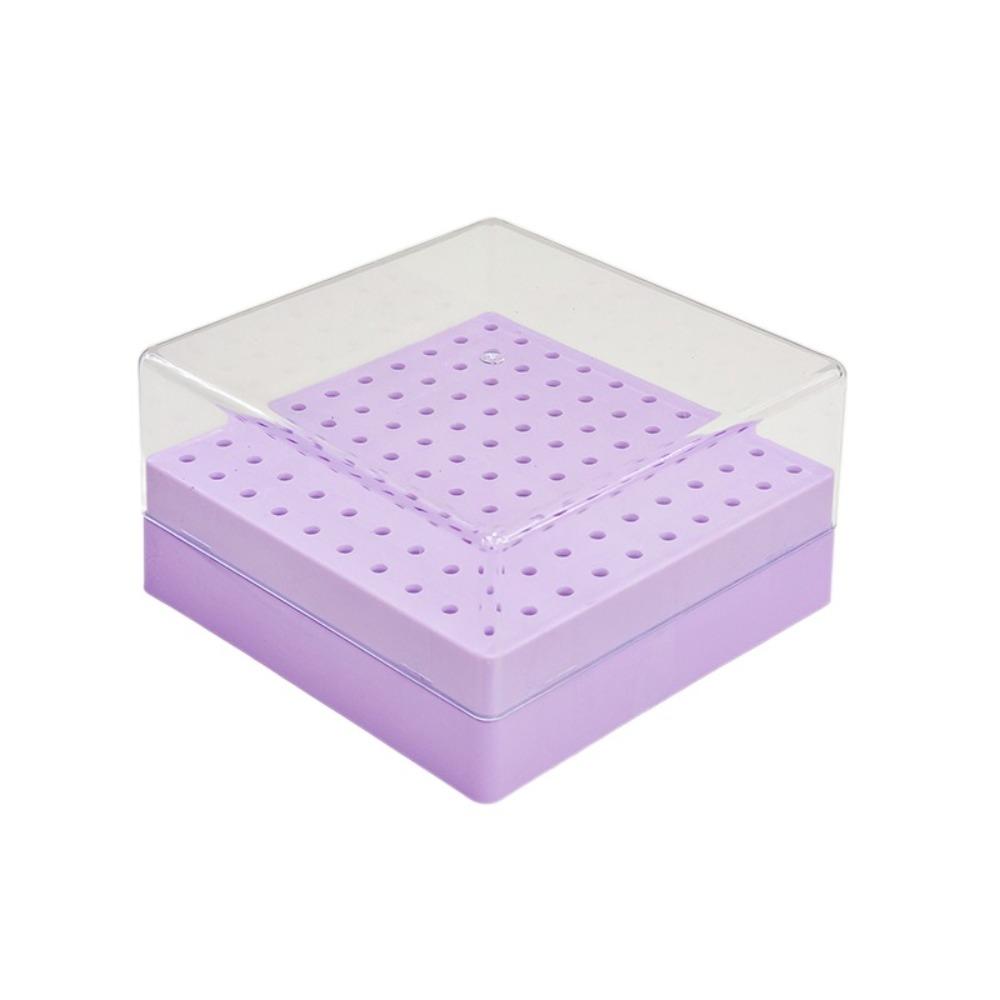 100 Holes Nail Art Drill Storage Box Dustproof Grinding Polish Head Holder Nail Art Supplies