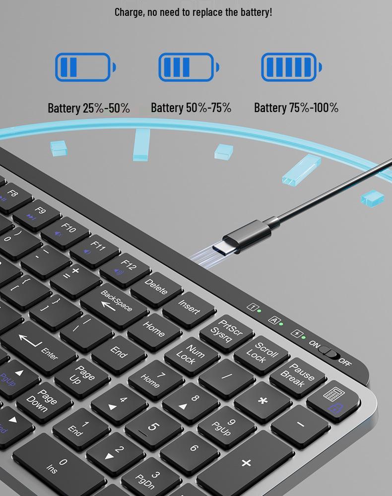 Thin Dual-Mode Wireless Bluetooth Keyboard & Mouse Set for MacBook, Laptop, Phone, iMac
