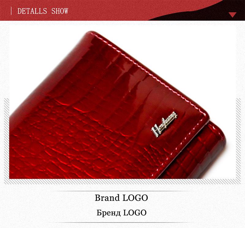 Genuine Leather Women's Wallet with Alligator Pattern - Large Capacity Coin Purse and Patent Leather Design