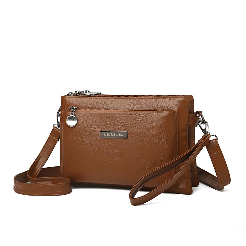 Middle-aged Mother Bag Female PU Messenger Bag Multi-layer Shoulder Bag