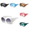 Stylish European American Big Frame Catwalk Sunglasses 2023 New Retro Elliptical Shades Ins Streetwear Black Lens Red Frame