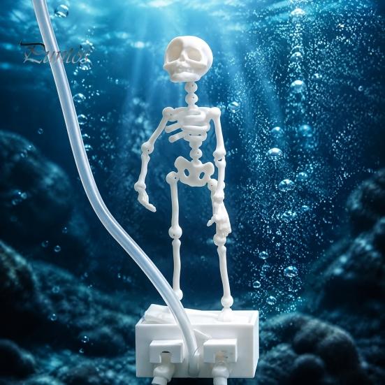 Decorazione Atmosferica per Acquario di Halloween Scheletro Danzante, Scheletro Mobile con Articolazioni Azionato da Bolle, Ornamento Subacqueo Horror, Realistico