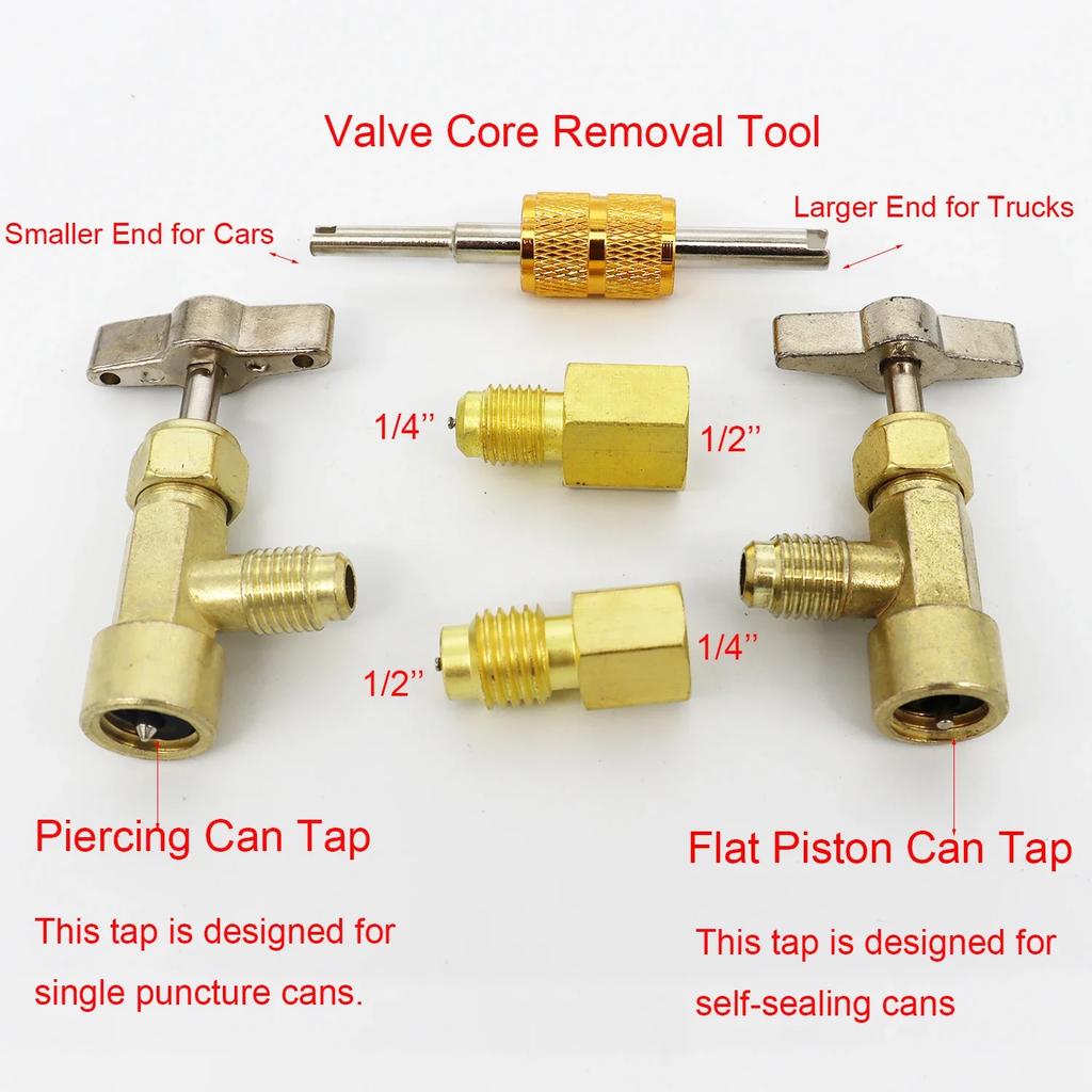 R134A Can Tap Self-Sealing and Puncture Style Refrigerant Valves Refrigerant Tank Adapters for Refilling Air Conditioning System
