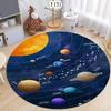 Dark Kids Crawling Mat Round Soft Comfortable Solar System Area Rug Kids Play Mat Non Slip Washable for Bedroom Playroom Nursery