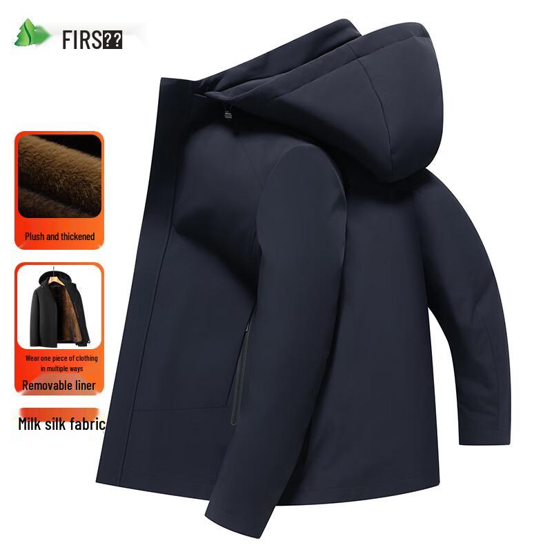 FIRS Men's Winter Detachable Liner Fleece-Lined Hooded Parka Jacket