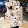 Bling Diamond Rhinestone Flower Case for iPhone 17 16 11 12 13 14 15 Pro Max XR XS Case Leather Magnetic Flip Wallet Book Cover