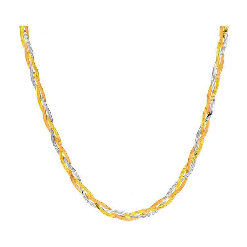 "Designer Hand-Woven Titanium Steel Women's Necklace: Trendy European & American Style Clavicle Chain"