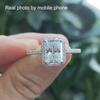 Certified 2/1CT Radiant Cut Moissanite Engagement Ring  Colorless VVS Diamond Proposal Rings Sterling Silver Weddig Band