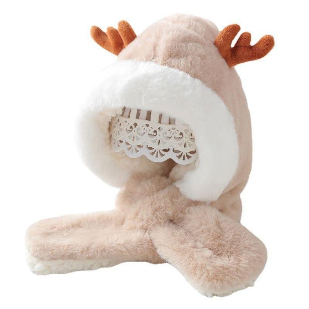 

Knitting Cute Scarf Hat Set Korean Style Solid Neckerchief Comfortable Children Plush Beanie Girls хаки