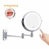 Wall Mounted Folding Arm Extend Bathroom Mirror With LED Light 10X Magnification Double Side Touch Dimming Makeup Mirrors
