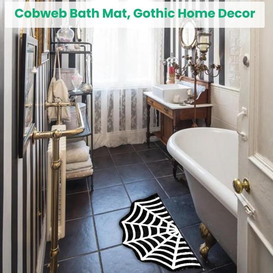 Halloween Floor Mat Gothic Ghost Skull Door Mat Spooky Unwelcome Bat Doormat for Front Door Entrance Kitchen Decoration