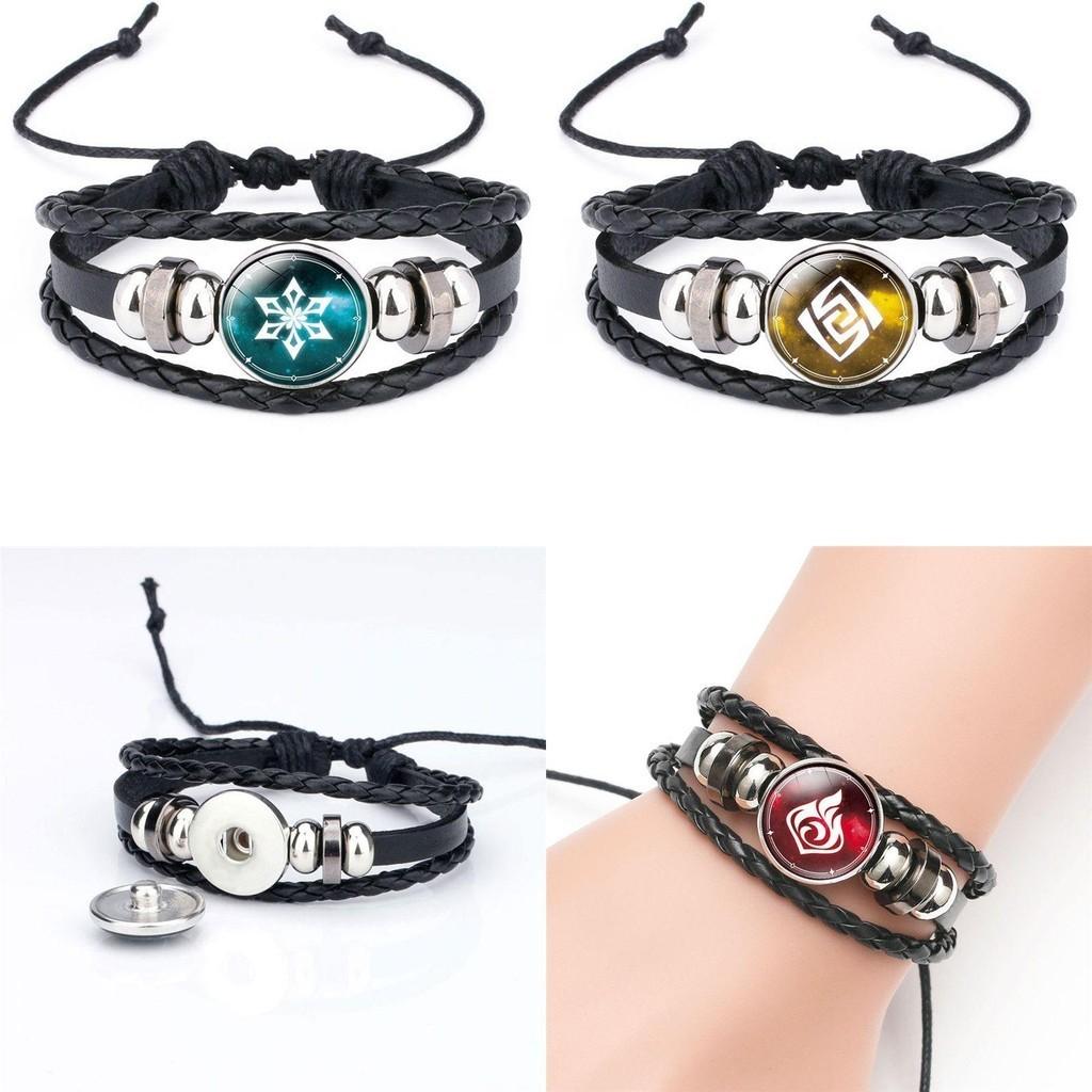 Bracelet Lumineux Genshin Impact avec Bracelet Réglable en Cuir PU pour Briller la Nuit