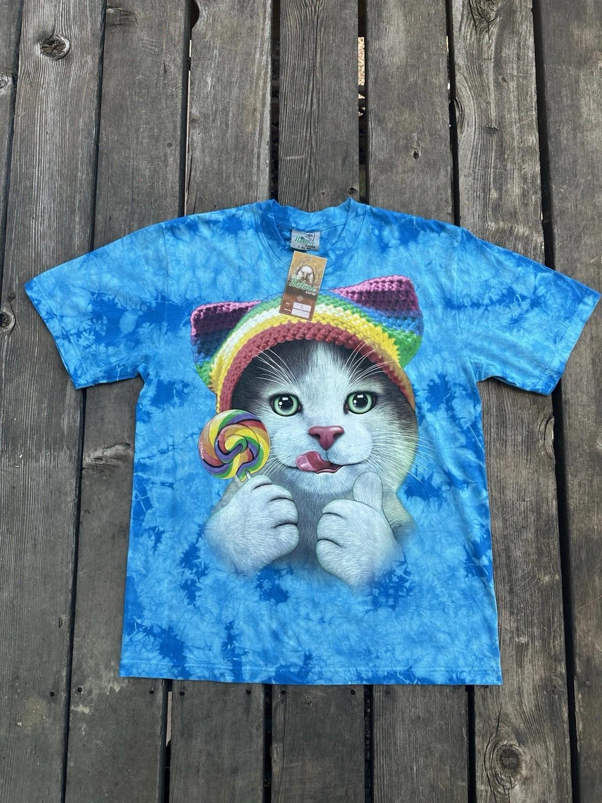 Tie Dye Cat Shirt Men’s XL NWT Blue L