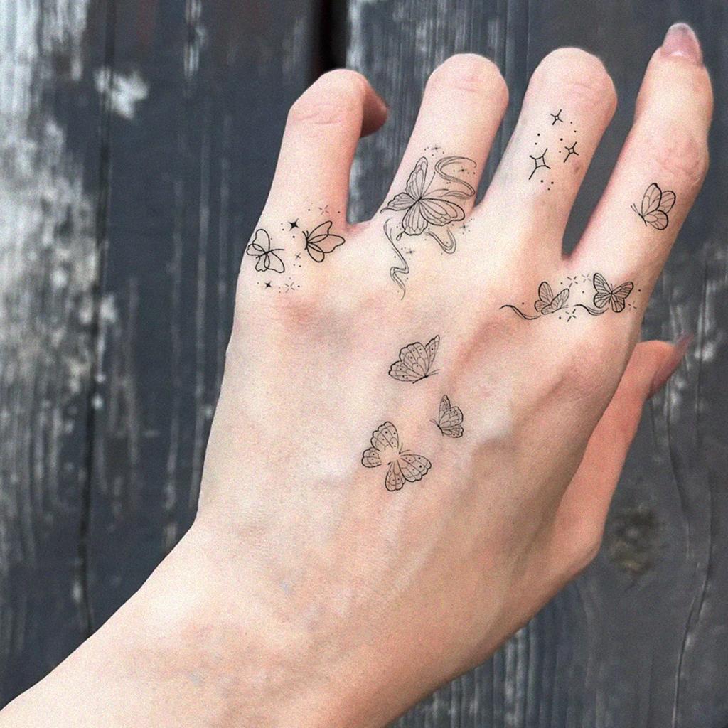 Wicker, Butterfly Finger Clavicle Small Pattern Tattoo Sticker Premium Sense Simple Tattoo Sticker