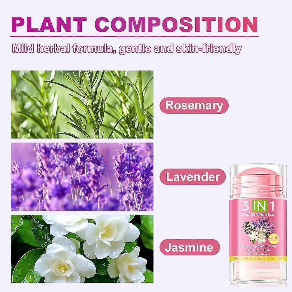 3 IN 1 Deodorant Stick with Natural Aroma for Armpits/Hands, Daily Discreet Fragrance Management