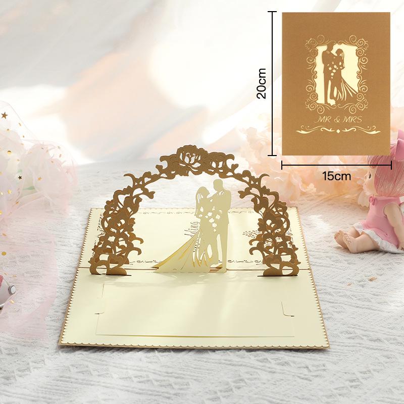 European 3D Stereoscopic Personalized Wedding Invitation & Happiness Greeting Card