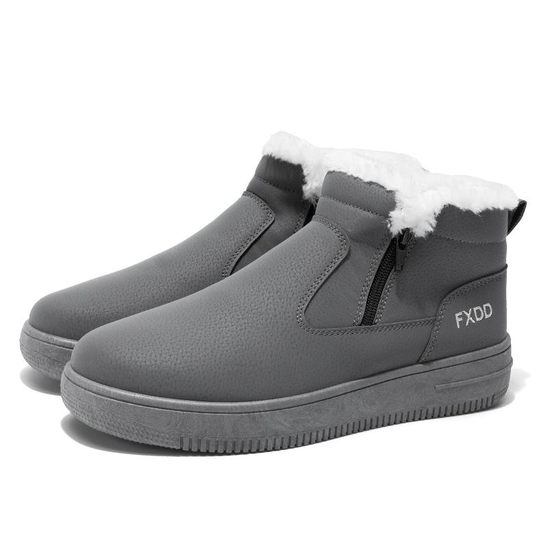 New Winter Men's Boots Stylish High-Top Cotton Boots Fur-Lined Warm Snow Boots Men's Casual Short Boots Slip Resistant Warm