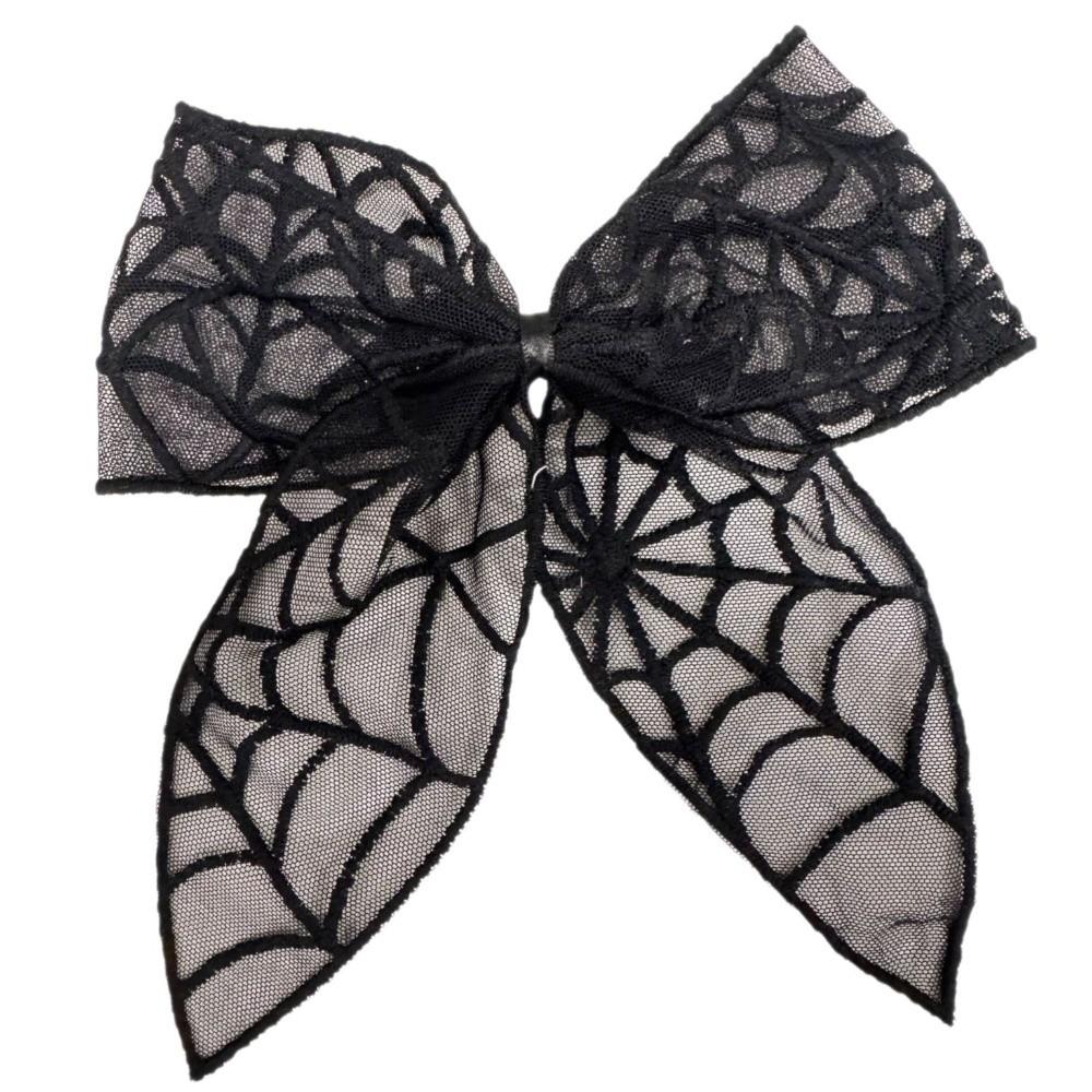 Lace Tulle Veil Hair Clips Bat Embroidery Gothic Style Halloween Hairpins Mesh Bow Christmas Tree Bow Hair Clips