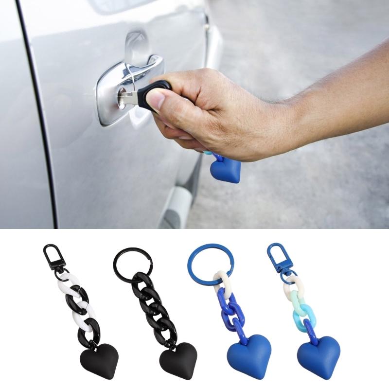 Handmade Heart Keychain Plastic Link Chain Key Rings for Women Girls Handbag Pendant Accessories Car Keys Jewelry Gifts