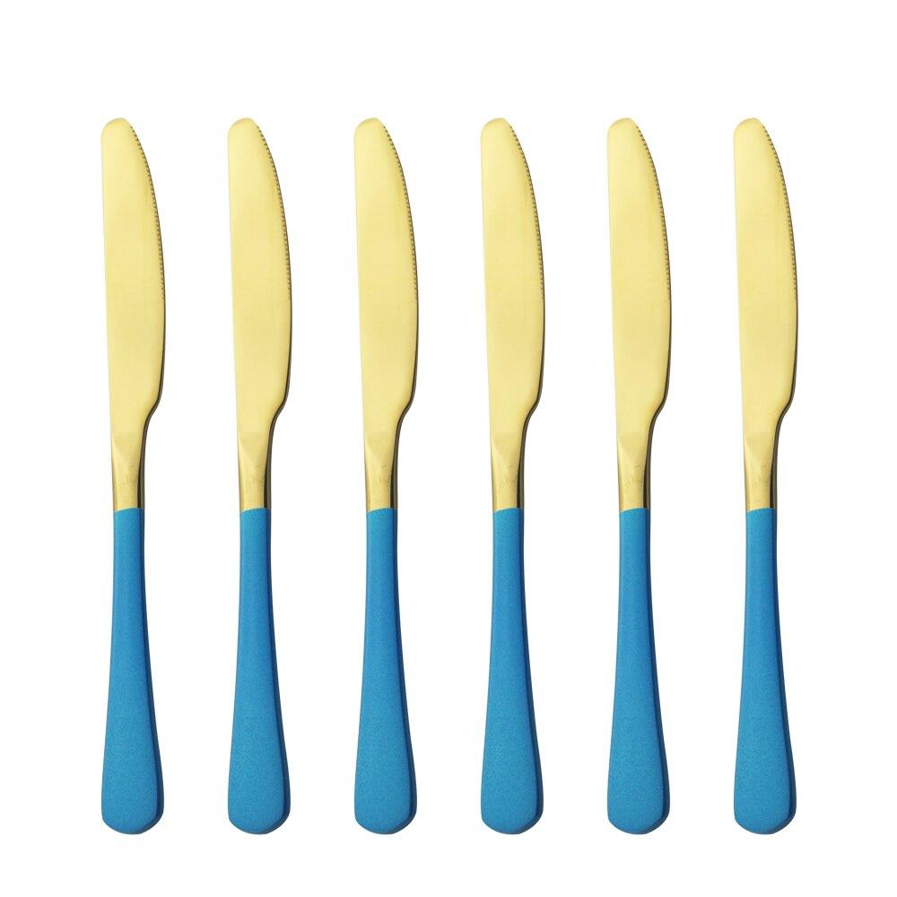 Dinnerware Stainless Steel Set Silverware Set Cutlery Red Gold Dinner Knife Flatware Outdoor Picnic Kitchen Home Tableware Set