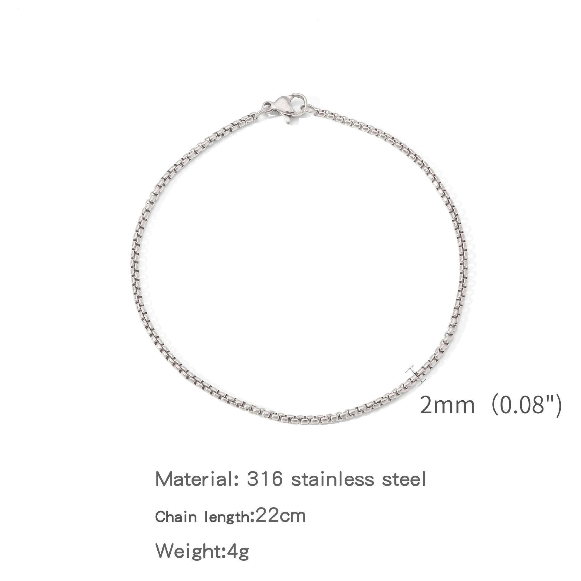 2mm Men s Stainless Steel Basic Chain Bracelet Hip Hop Jewelry Gold Color Unisex Bracelet Accessories 3mm&22cm