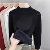 One-piece Fleece Semi-turtleneck Sweater Women's Fleece Thickened Bottoming Shirt Autumn and Winter New Knitted Sweater with Top Tide