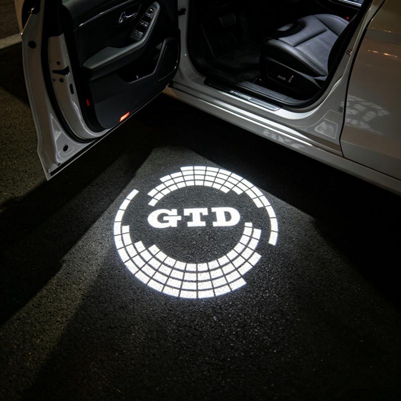 ZDFVU1 2Pcs Car Door Welcome LED Projector Laser Logo Door Light for VW Golf 5 6 7 GTD Tiguan Arteon BORA Passat EOS Touareg