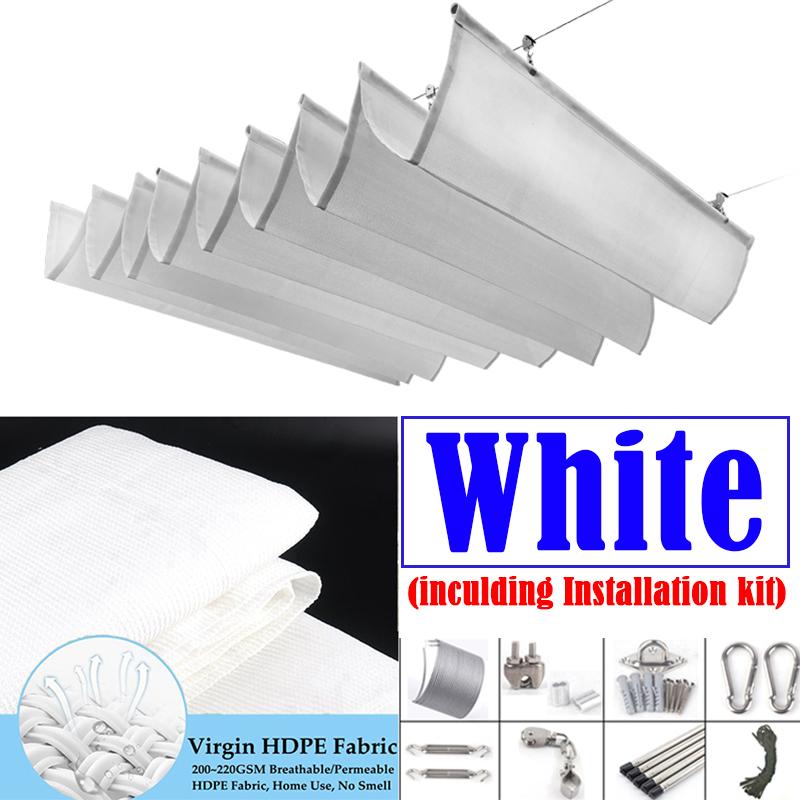 White Outdoor Awning Anti-UV Telescopic Wave Sunshade Net Courtyard Pergola Sun Canopy Retractable Swimming Pool Shading Sail