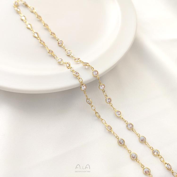 

Цепочка из 14-каратного золота с геометрическим цирконом для изготовления украшений своими руками