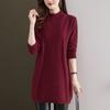Half Turtleneck Knitted Sweater Women's Casual Long-sleeved Mid-length Sweater Solid Color Autumn and Winter Pullover