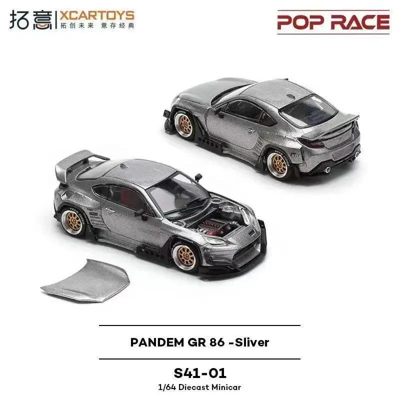 XZZE5 POP RACE 1:64 PANDEM Civic EG6 Hood Delete Porsche 992 Stinger GTR PANDEM GR 86 Alloy Car Model Collection Gift Toy