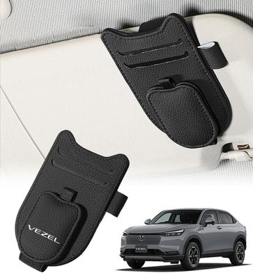 YUYUWA Auto-Brillenhalter für Honda und Sonnenbrillen Münzkarte Katzenohr Magnetische Aufbewahrung mit Stift Premium Lizhi Einfach Schwarz Vezel, RV3, RV4, RV5, RV6,