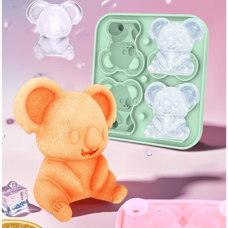 Einfaches Auslösen von Eisformen Flexible Silikon-Eiswürfelmaschine Einzigartige Koala-Form Eiswürfelbehälter für Suppen-Gefrierfächer Wein Saft Langlebig