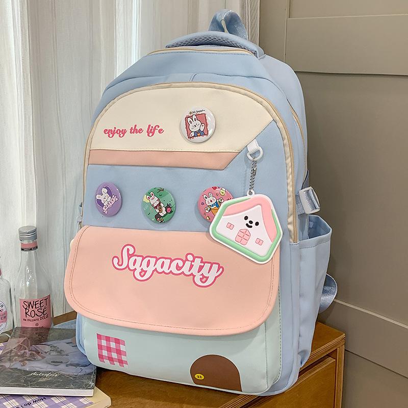 College Style, High Value, Fresh and Sweet Backpack, Junior High School Students Contrasting Color Splicing Large-capacity Backpack