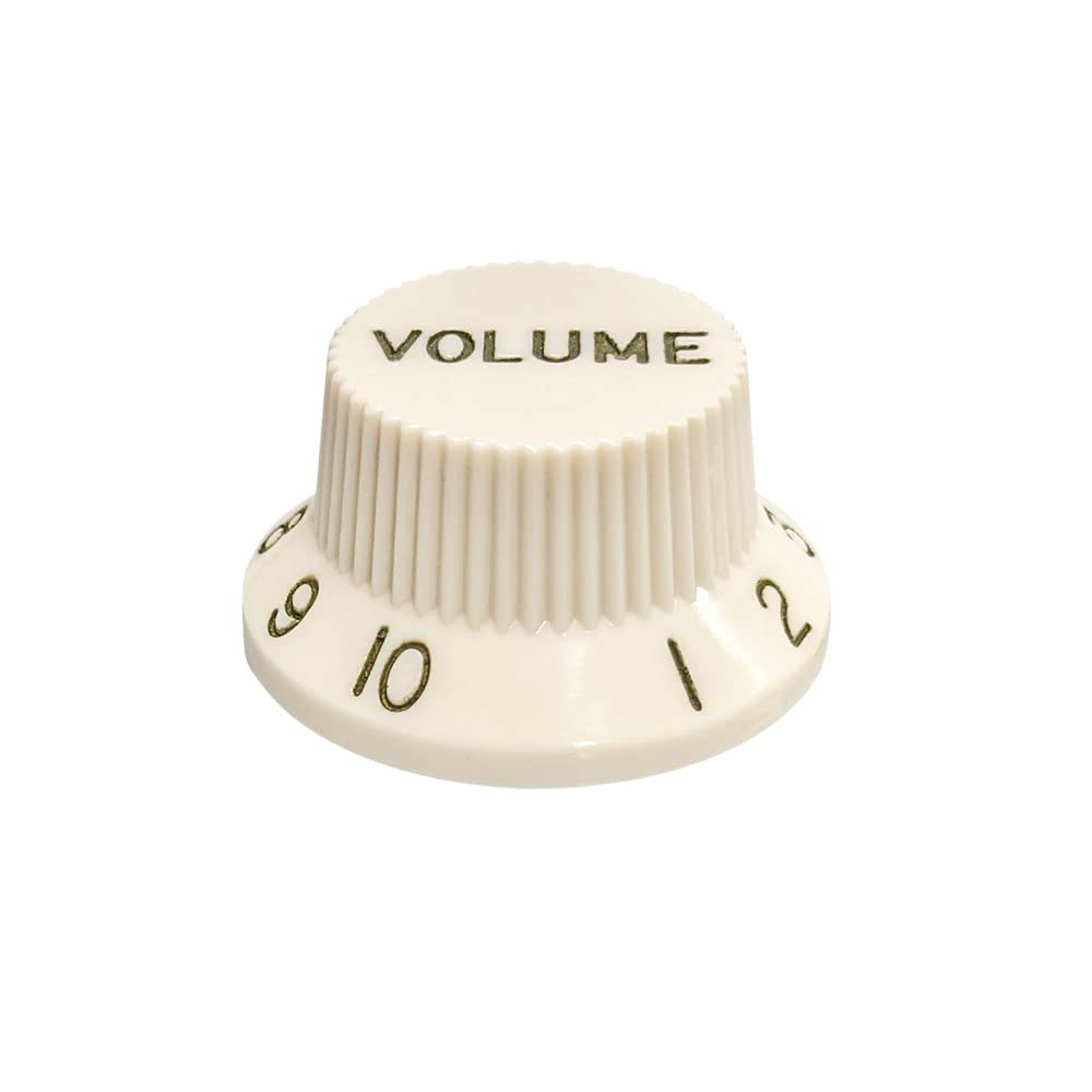 YJB PARTS Stratocaster Knob Set (1V2T) Compatible with Inch and Metric Scales (Aged White [Dark Green Letters])