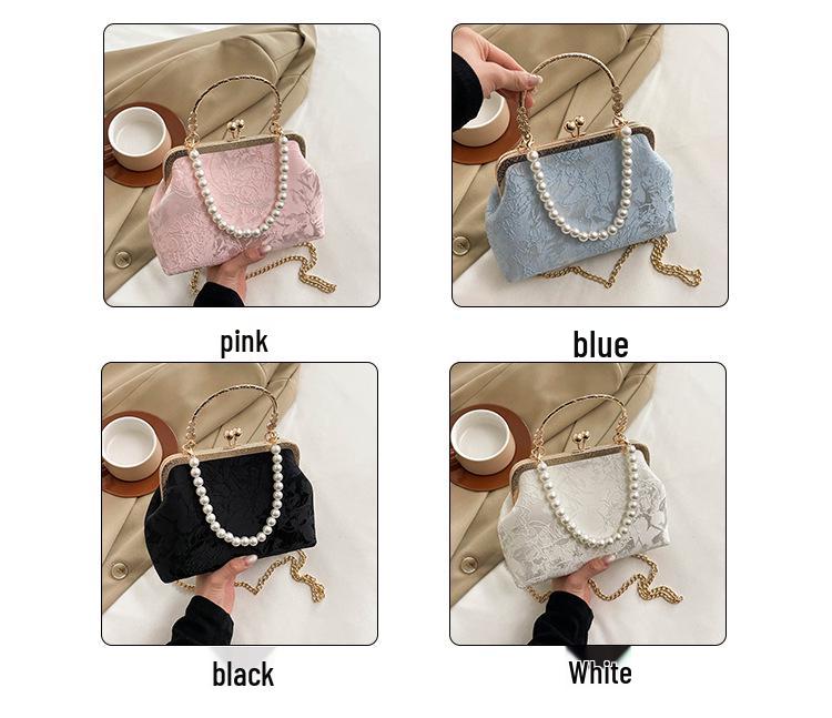 2025 Retro Pearl Cheongsam Evening Crossbody Bag - Chinese Style Kiss Lock Design