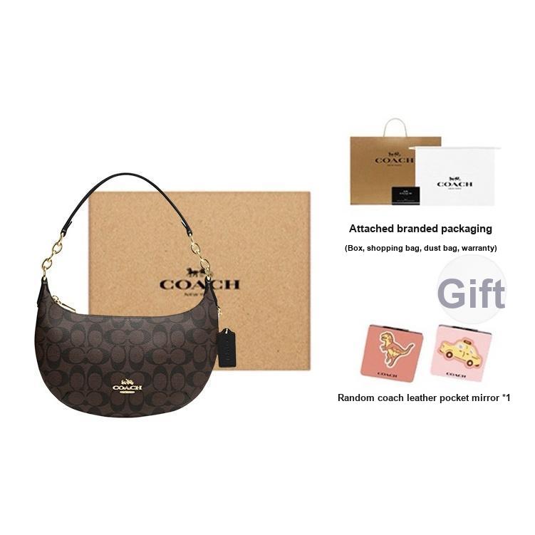 New COACH Payton Artificial Leather Crescent Bag Shoulder Bag Large Size Women's Dark Brown CE620-IMAA8