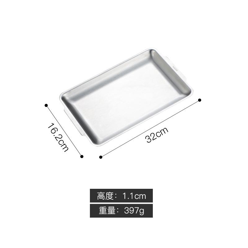 Thick Rectangular Tray Stainless Steel Food Storage Trays Sushi BBQ Flat Bottom Shallow Dishes Fruit Vegetable Plate Baking Pan
