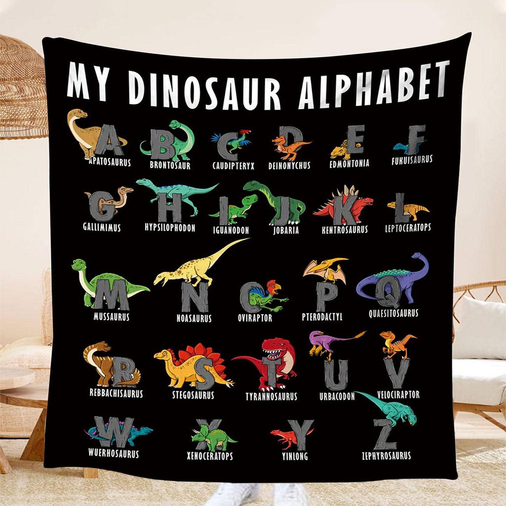 "Dinosaur Flannel Throw Blanket - Ultra Soft & Cozy for Travel/Sofa/Bed, All-Season Home Decor, Perfect Birthday/Holiday Gift