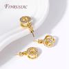18K Gold Plated Zircon-Set Pearl Pendant Mounting,Round Pendant Bails End Caps Peg Bails,Suitable For DIY Pearl Pendants Making