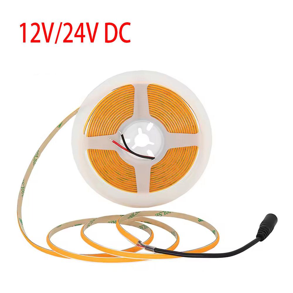 COB LED Strip Light 5V 12V 24V 320 400 LEDs Flexible Tape 5mm 3mm 8mm PCB Warm White/White High Density Linear Lights