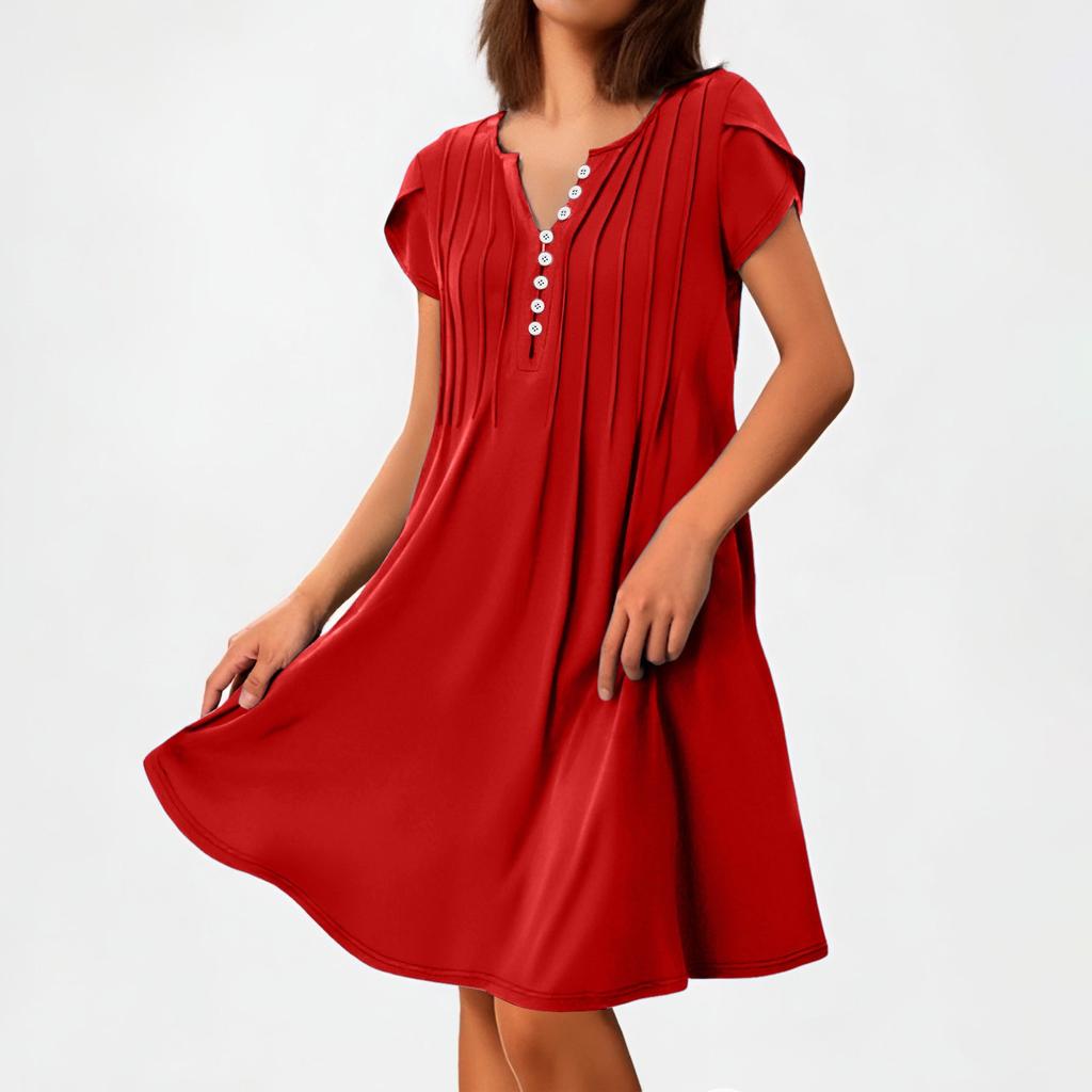 Damen T-Shirt Kleid Sommer Kurzarm Knielang Sommerkleider für Damen Elegant Lockeres Sommerkleid