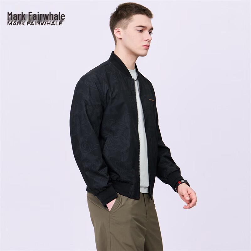 

Mark Fairwhale Men s Full Print Baseball Collar Bomber Jacket XL