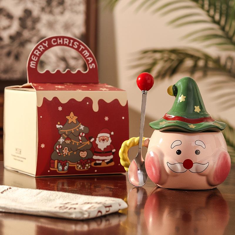 High-value Christmas Ceramic Cups, Mugs with Lids, Cute Girls, Girlfriends, Birthday Gifts, Souvenirs